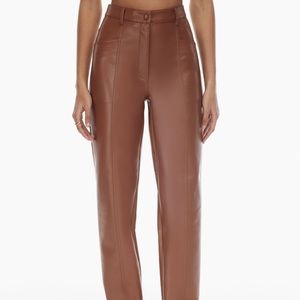 Rebel Aritzia pleather pants in Epicurean Brown